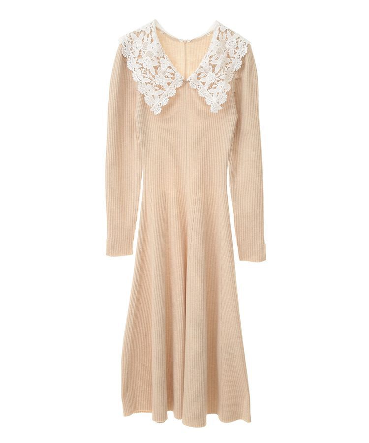 earth music&ecology「襟レースニットワンピース」|ワンピース|