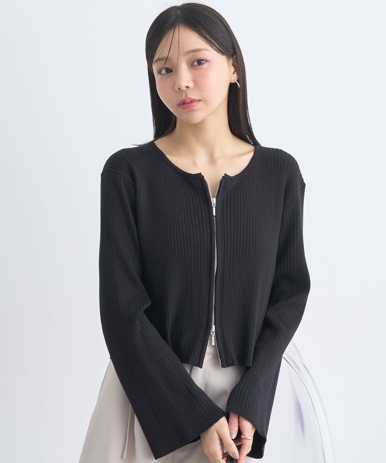 earth music&ecology「ダブルジップニットカーディガン」|カーディガン|Black