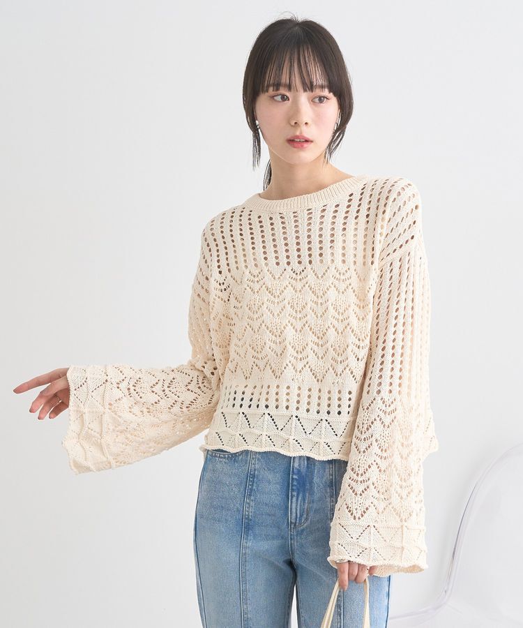 earth music&ecology「スカシニットプルオーバー」|ニット・セーター|