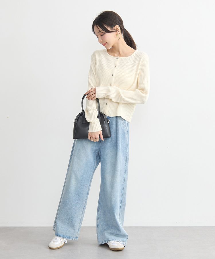 earth music&ecology「シルバープチ釦リブニットカーディガン」|カーディガン|