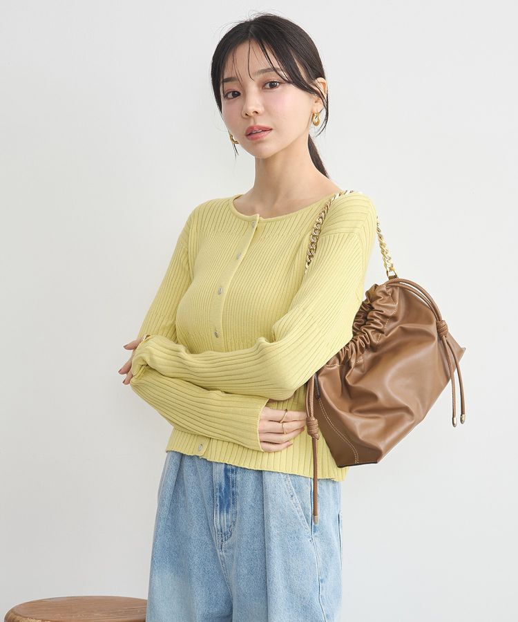 earth music&ecology「シルバープチ釦リブニットカーディガン」|カーディガン|