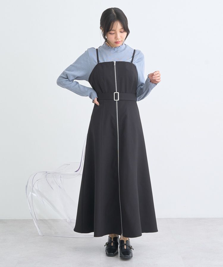 earth music&ecology「ダブルジップキャミワンピース」|ワンピース|Black
