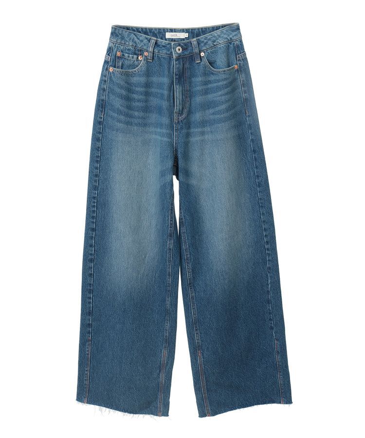 earth music&ecology「セルフカットワイドデニムパンツ」|デニム|