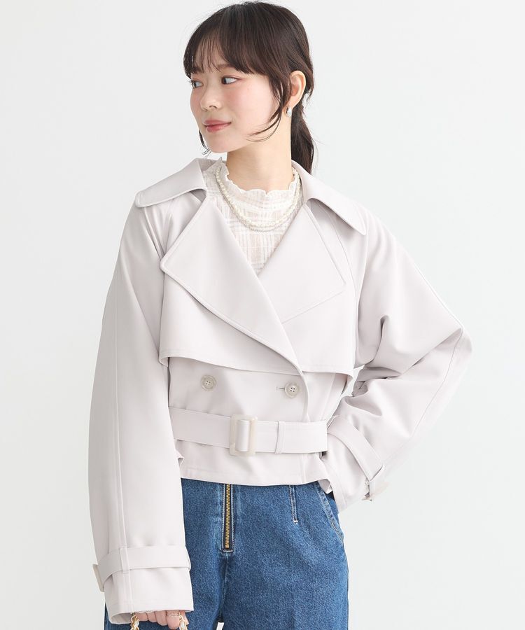 earth music&ecology「バックフレアショートトレンチコート」|トレンチコート|Light Gray