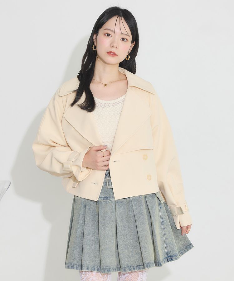 earth music&ecology「バックフレアショートトレンチコート」|トレンチコート|