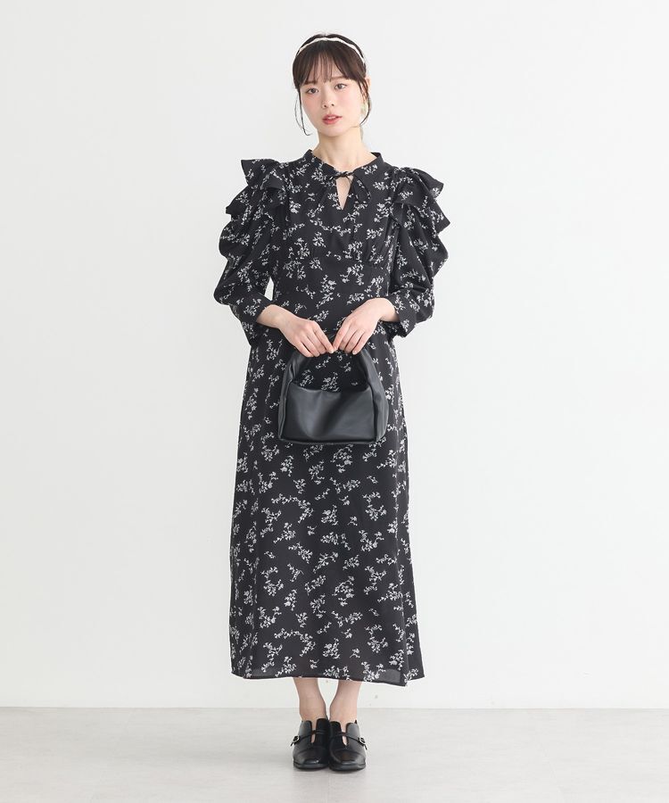 earth music&ecology「ラッフルショルダーフラワーワンピース」|ワンピース|