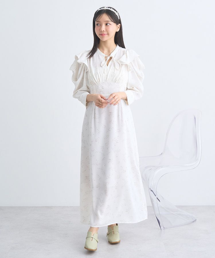 earth music&ecology「ラッフルショルダーフラワーワンピース」|ワンピース|