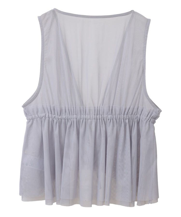 earth music&ecology「チュールドロストギャザーベスト」|ベスト・ジレ|