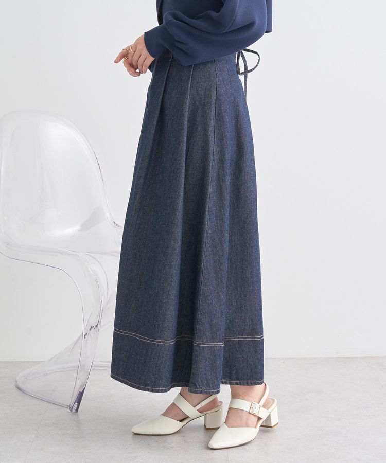 earth music&ecology「フロントZIPデニムスカート」|フレア|