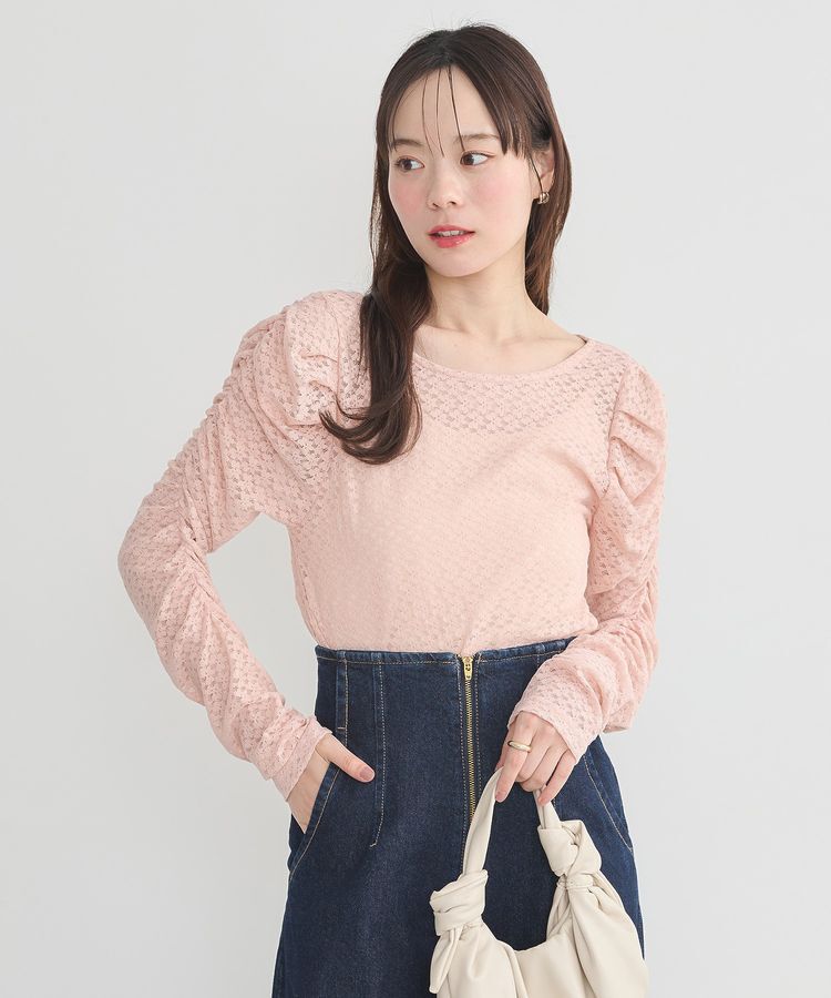 earth music&ecology「ギャザーショルダーカットレースプルオーバー」|Tシャツ・カットソー|