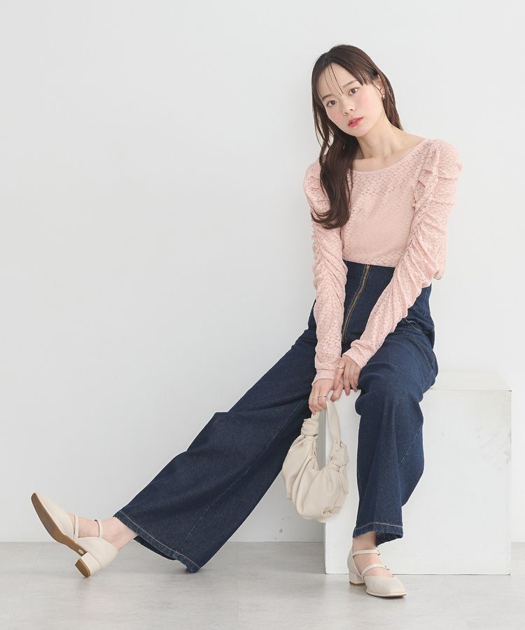 earth music&ecology「ギャザーショルダーカットレースプルオーバー」|Tシャツ・カットソー|