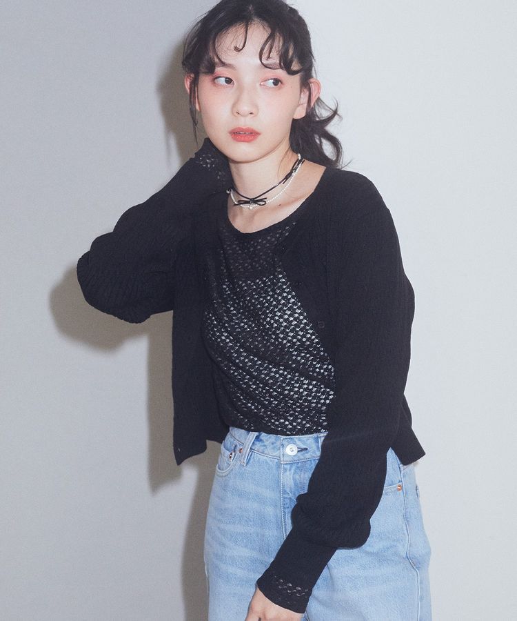 earth music&ecology「ギャザーショルダーカットレースプルオーバー」|Tシャツ・カットソー|