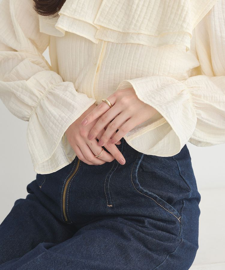 earth music&ecology「2WAYスクエアラッフルカラーブラウス」|シャツ・ブラウス|