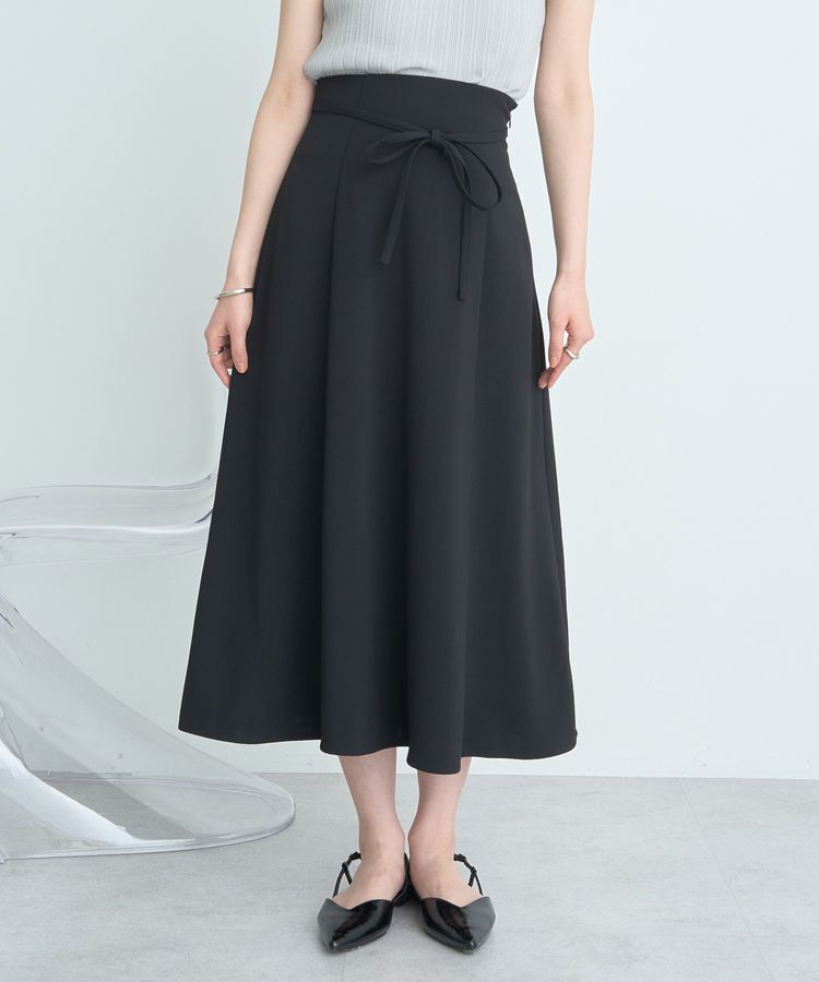 earth music&ecology「ウエストリボンフレアスカート」|フレア|Black
