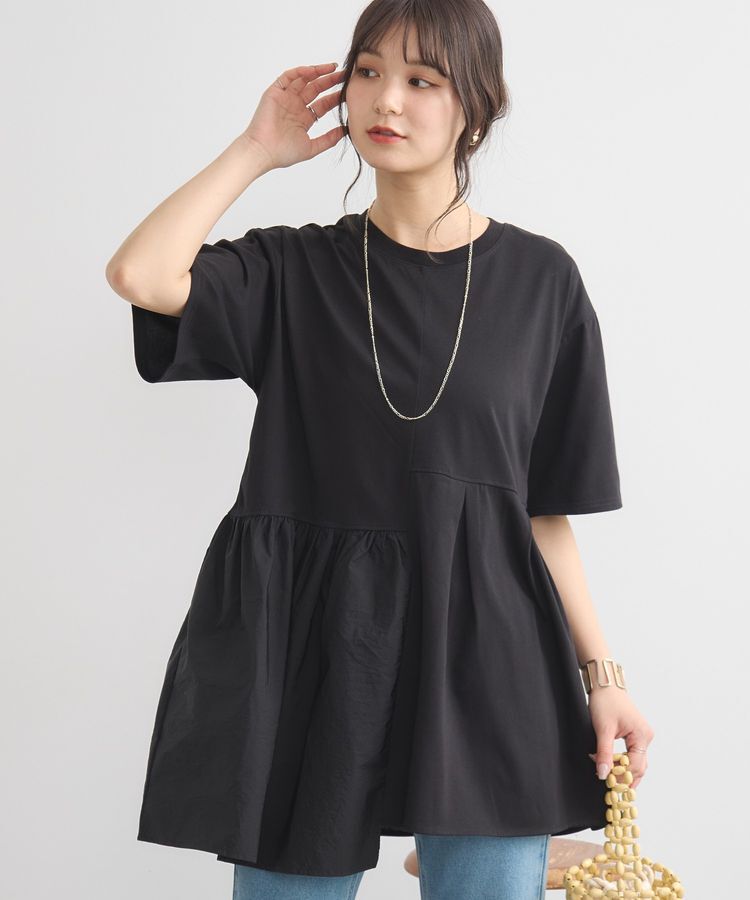 earth music&ecology「ドッキングヘムプルオーバー」|Tシャツ・カットソー|Black