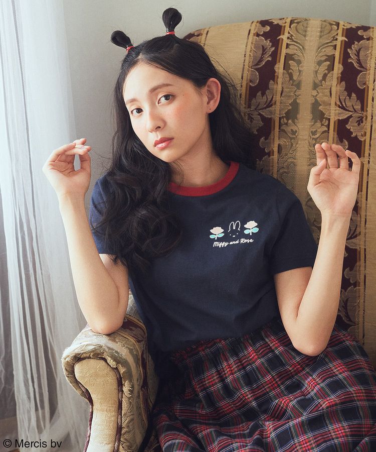 earth music&ecology「miffy/earth Rose ringer Tee」|Tシャツ・カットソー|