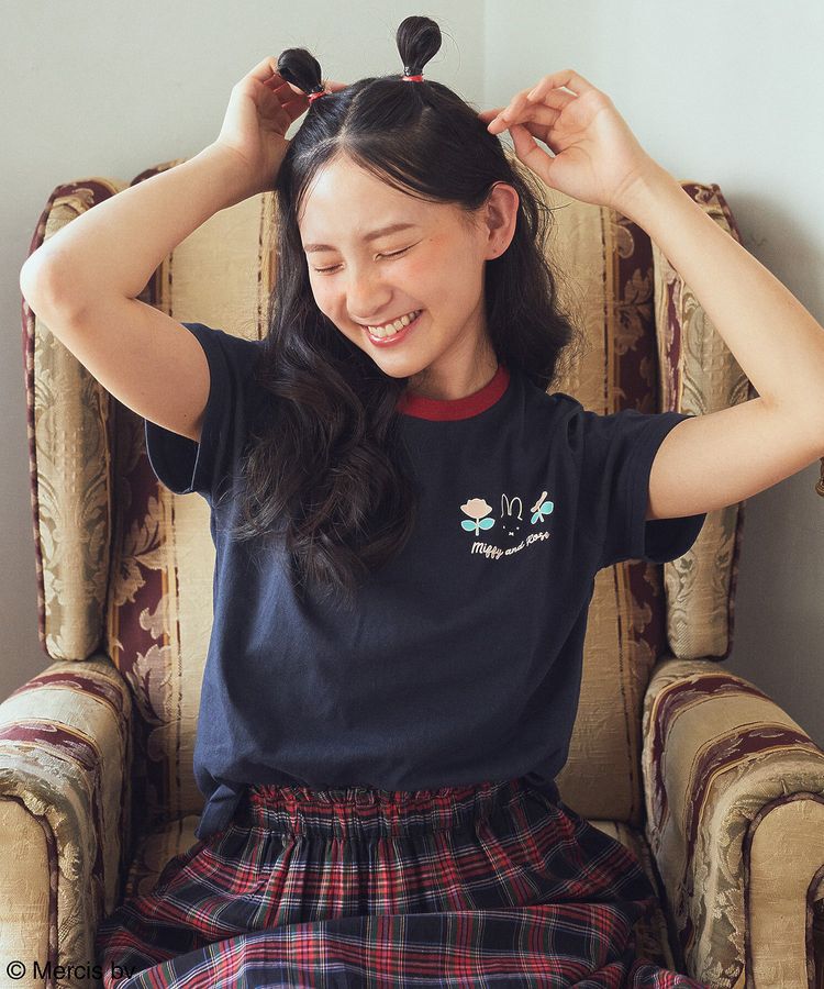 earth music&ecology「miffy/earth Rose ringer Tee」|Tシャツ・カットソー|