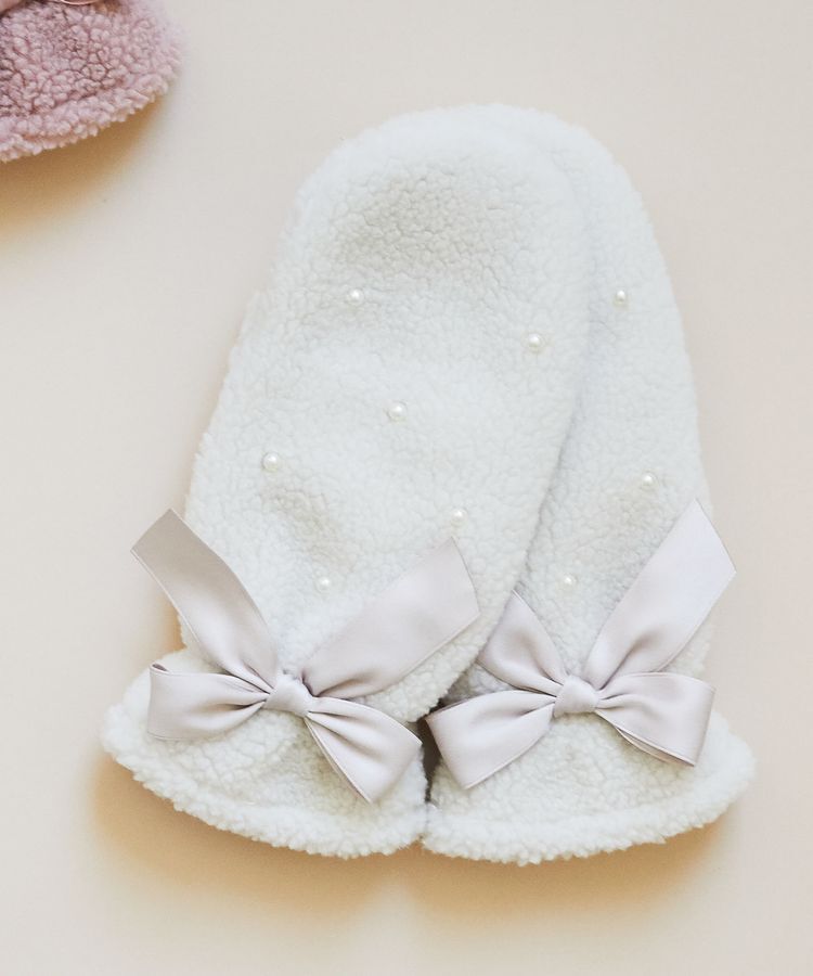 Maison de FLEUR「リボンボアミトン」|その他|アイボリー