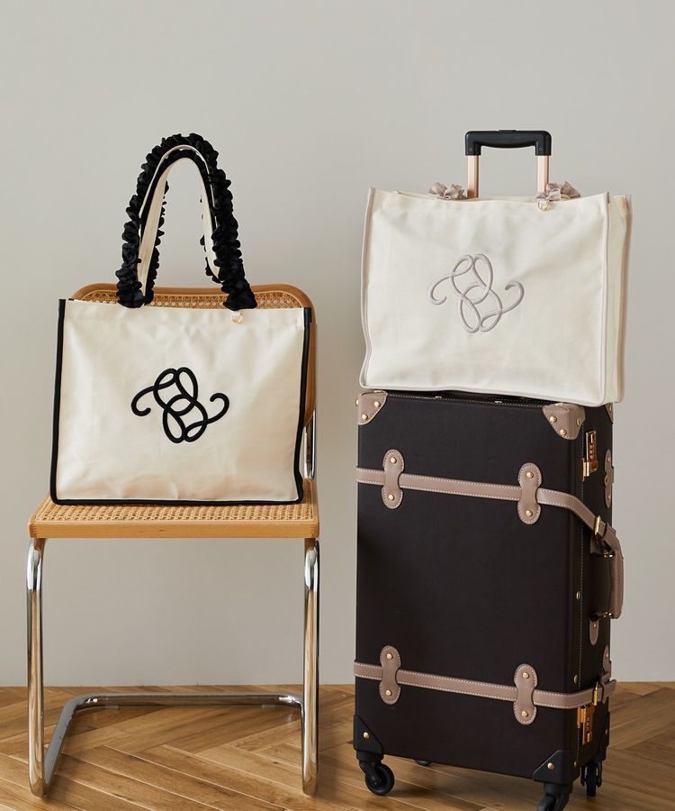 Maison de FLEUR「フリルハンドル帆布キャリーオンバッグ」|トートバッグ|