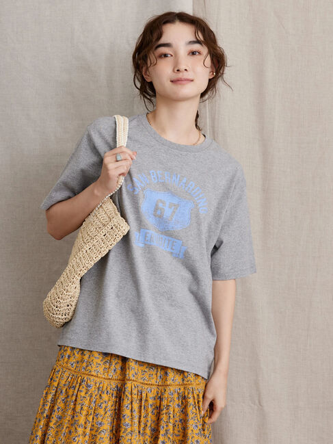  「バイオ加工ロゴカットプルオーバー」|Tシャツ・カットソー|杢ライトグレー