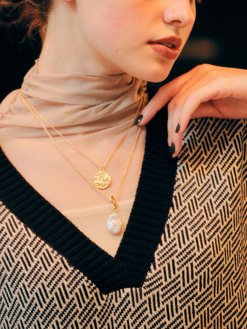  「淡水パール&ラウンドメタル2本SETネックレス」|ネックレス|