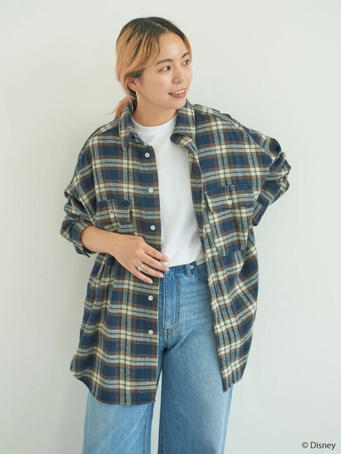  「バックプリントチェックシャツ/Mickey」|シャツ・ブラウス|