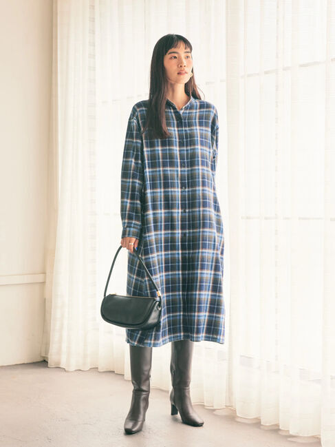  「3WAYチェックワンピース」|ワンピース|チェックブルー