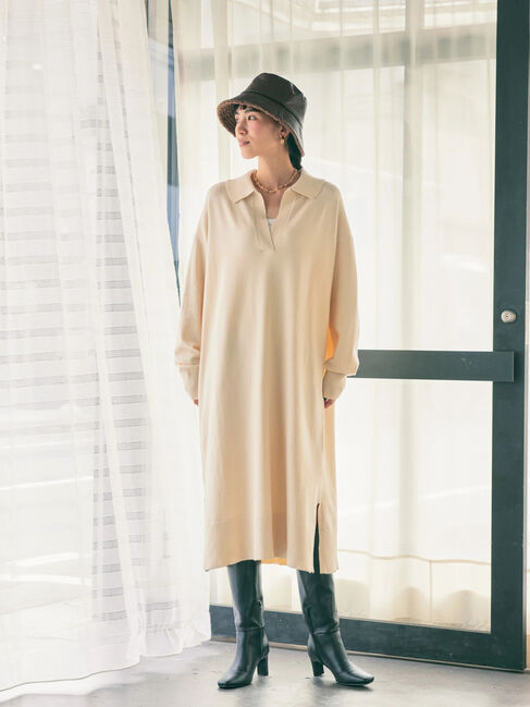  「衿付きニットワンピース」|ワンピース|