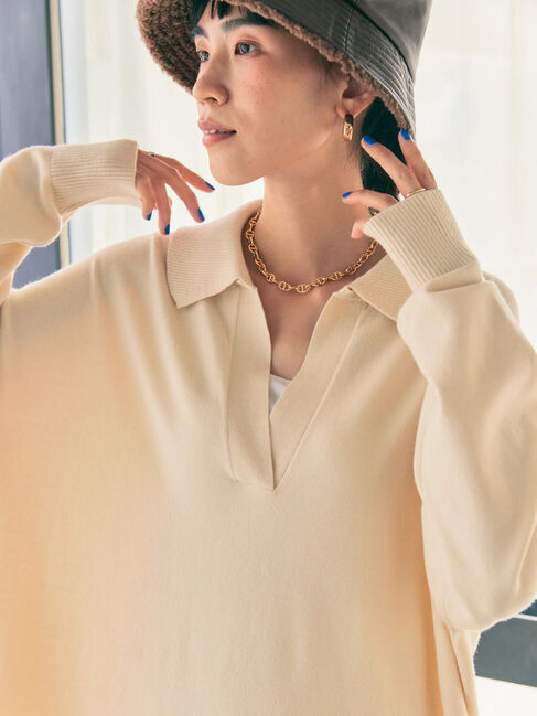  「衿付きニットワンピース」|ワンピース|