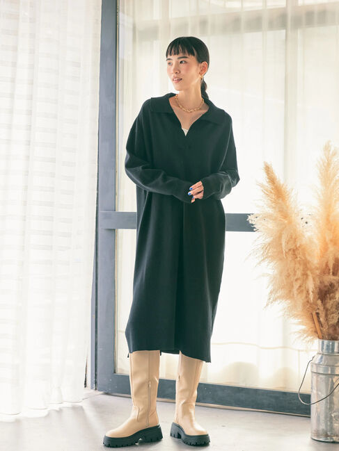  「衿付きニットワンピース」|ワンピース|