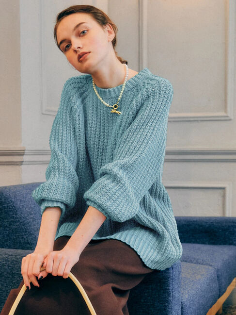  「ざっくりラグランニットプルオーバー」|ニット・セーター|