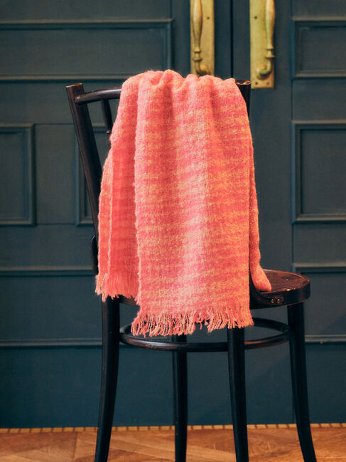  「ツイードフリンジストール」|ストール|ピンク