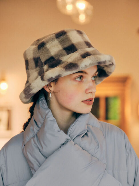  「ファーバケット」|その他|チェックグレー