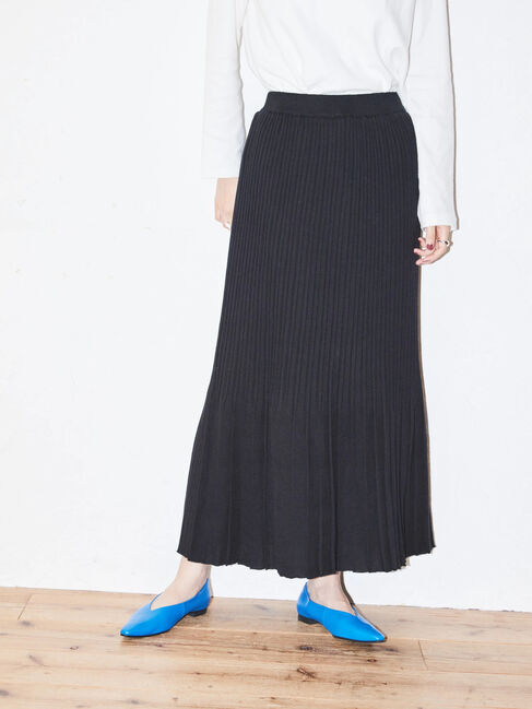  「ニットプリーツスカート」|スカート|ブラック