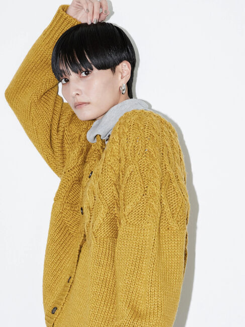  「2WAYポコポコケーブルニットカーディガン」|カーディガン|