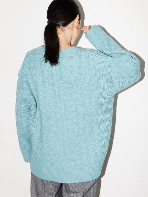  「ざっくりVネックケーブルニットプルオーバー」|ニット・セーター|