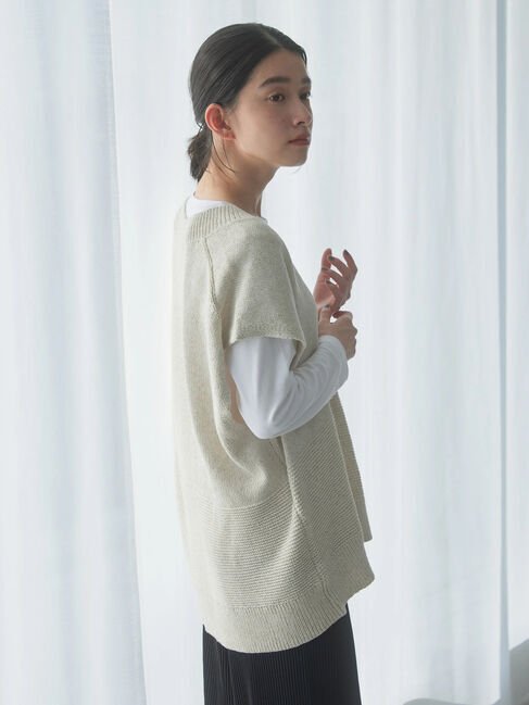  「Vネック編地MIXニットベスト」|ベスト・ジレ|