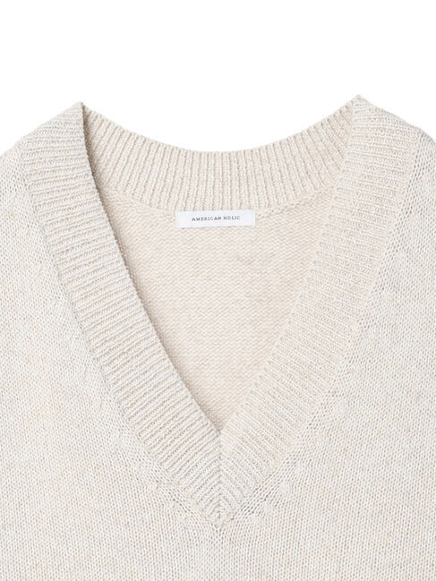  「Vネック編地MIXニットベスト」|ベスト・ジレ|