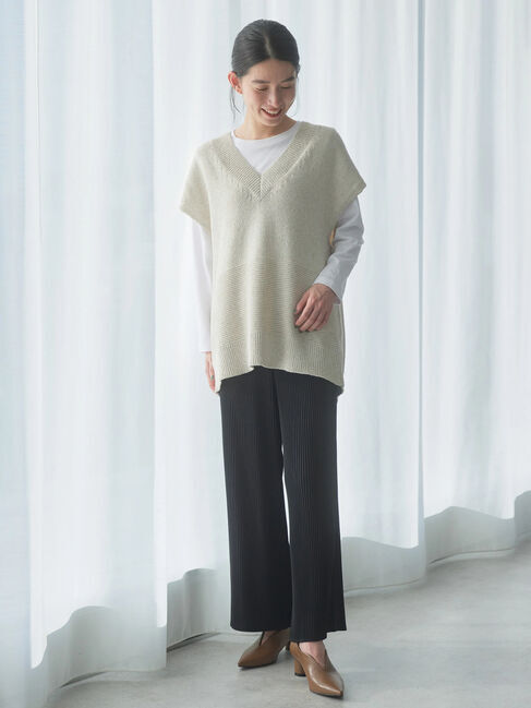  「Vネック編地MIXニットベスト」|ベスト・ジレ|