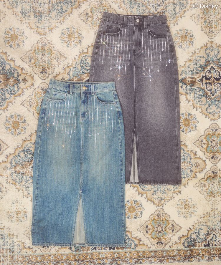 AMERICAN HOLIC「ラインストーンデニムスカート/Disney」|タイト|
