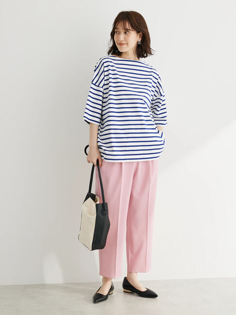  「ボーダーボートネック7分袖プルオーバー」|Tシャツ・カットソー|