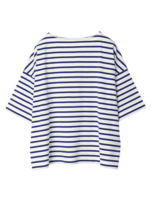  「ボーダーボートネック7分袖プルオーバー」|Tシャツ・カットソー|