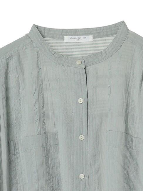 Green Parks「I　バンドカラーデザイン5分袖シャツ」|シャツ・ブラウス|