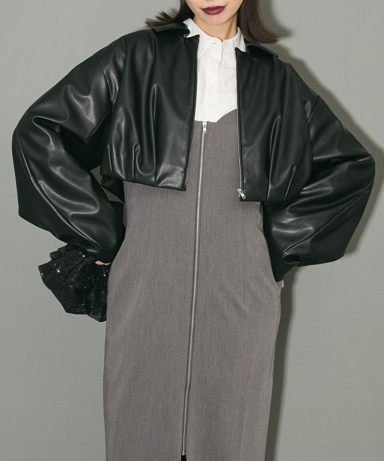 AnriettMusee「レザーショートブルゾン」|ブルゾン・スタジャン|