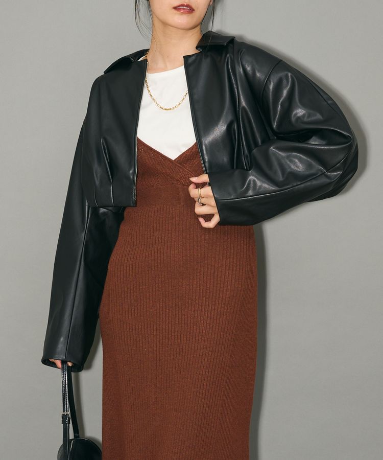 AnriettMusee「レザーショートブルゾン」|ブルゾン・スタジャン|