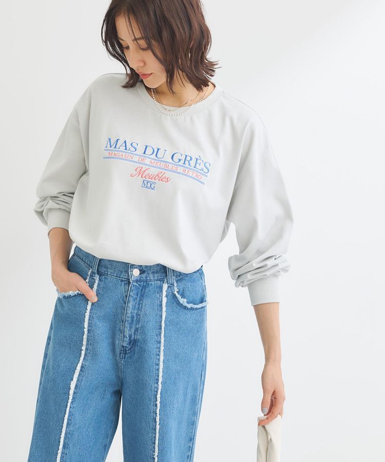 Green Parks「刺繍ロゴクロップドTシャツ」|Tシャツ・カットソー|Gray