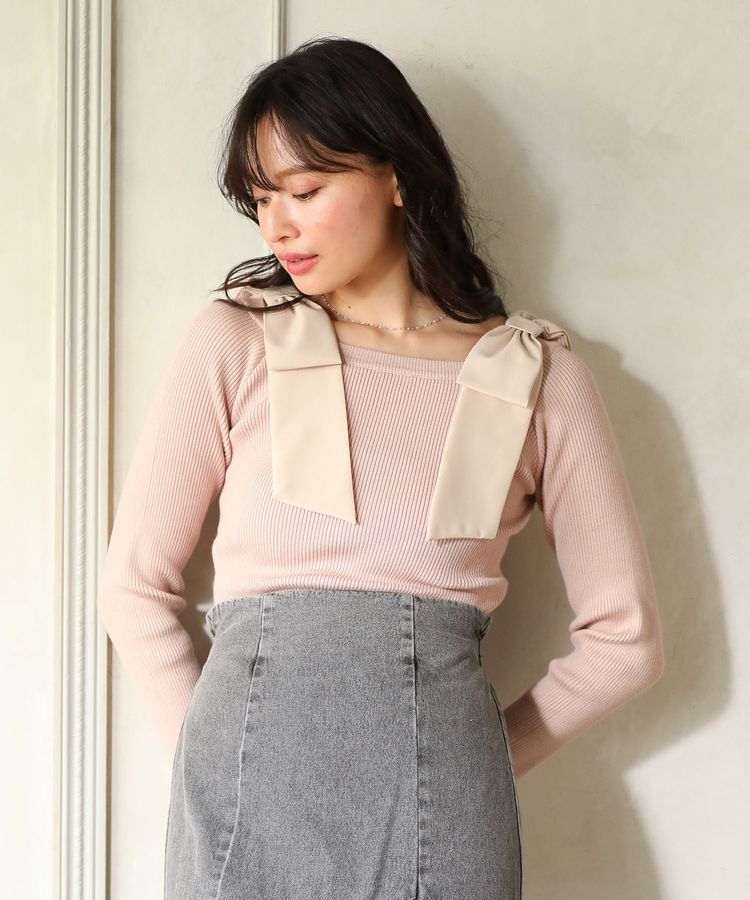 Green Parks「・swing by ショルダーリボンプルオーバー」|Tシャツ・カットソー|