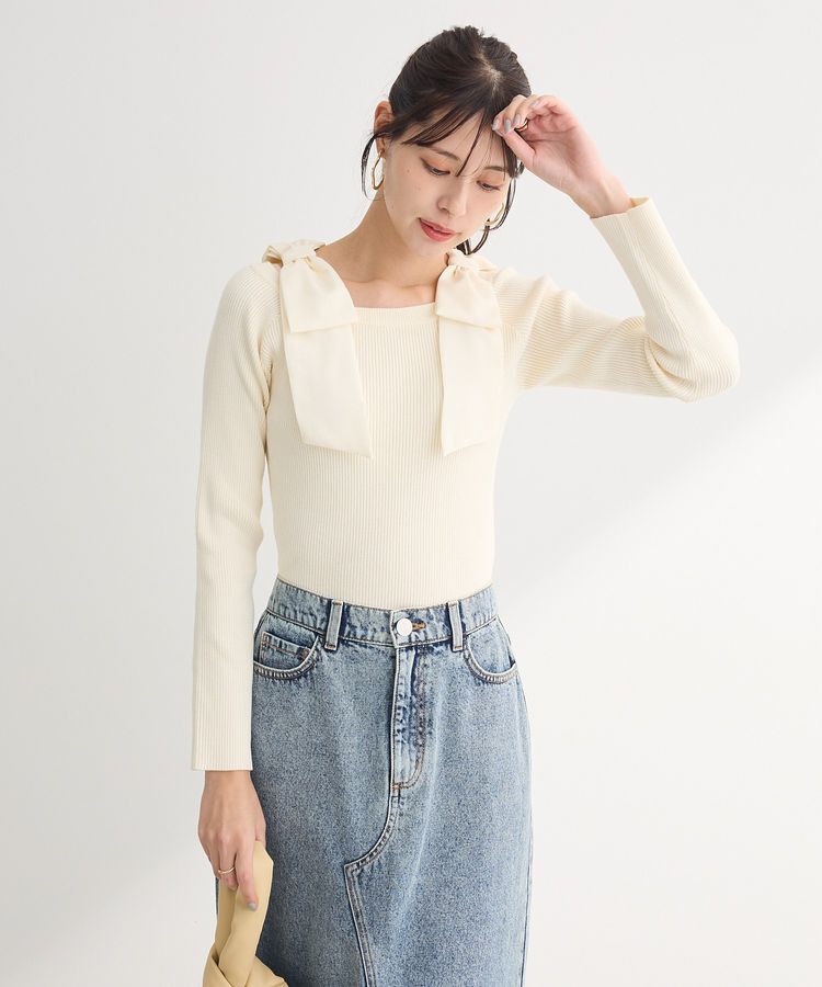 Green Parks「・swing by ショルダーリボンプルオーバー」|Tシャツ・カットソー|