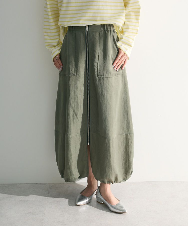 Green Parks「フロントZipコクーンスカート」|スカート|Khaki