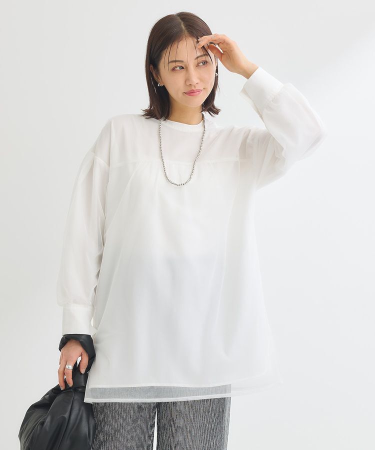 Green Parks「2Way チュールドッキングシャツチュニック」|シャツ・ブラウス|